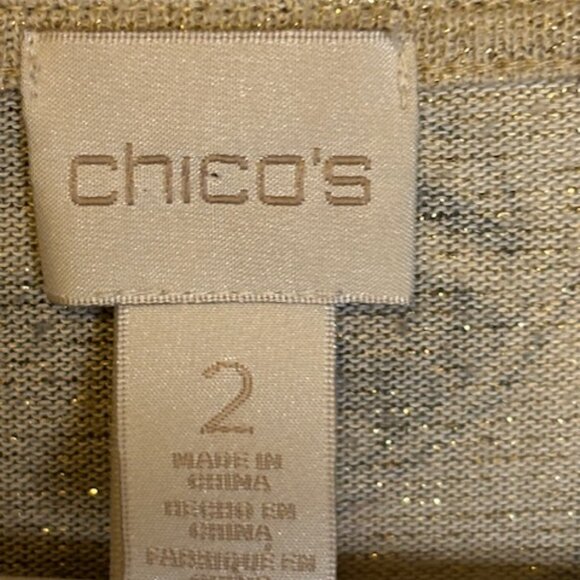 Chico's Sweater Women's Size Large Paisley Floral Asymmetrical Glitter Chicos 2 - Picture 3 of 4